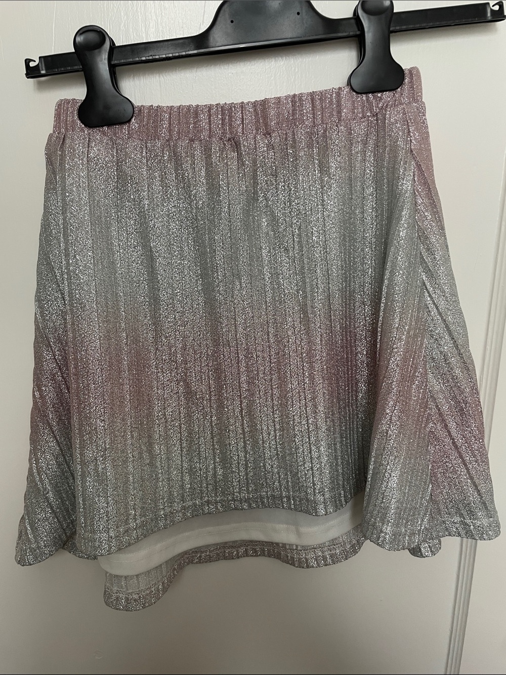 Superdown Willow Pleated Mini Skirt in Metallic Silver and Pink